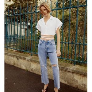 Zara High Rise Straight Leg Jeans